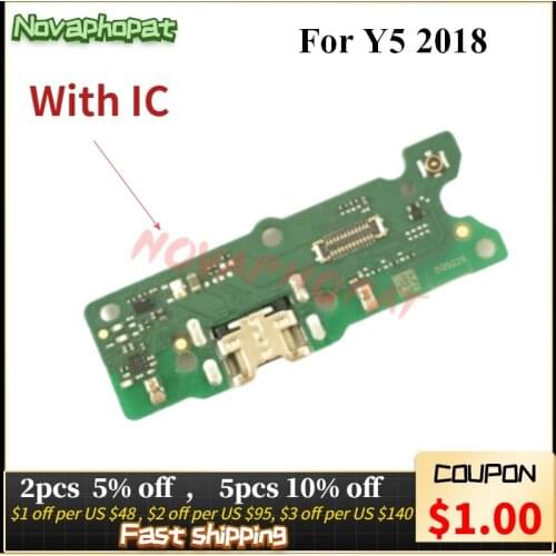 Novaphopat Charger Port Board For Huawei Y5 2018 USB Dock Charging Port Connector Microphone Mic Flex Cable +tracking