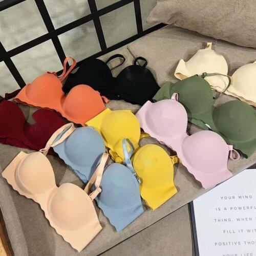 SP&CITY Colorful Summer Thin Push Up Seamless Bra For Women Sexy Gathered Wire Free Thin Bras Backless Underwear Female Lingerie