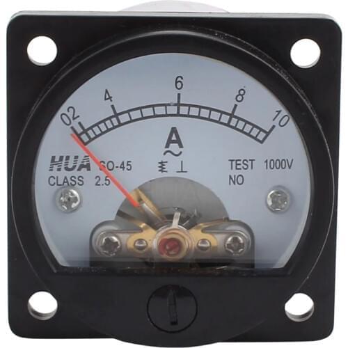 Uxcell 1pcs Class 2.5 Accuracy AC 0-10A Measuring Current Range Round Analog Panel Meter Ammeter Black AMP Current Meter SO-45