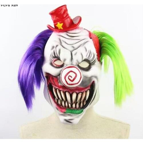 Horrible Demon Devil latex mask Halloween Joker Circus Clown Scary Costume hood Purim Carnival parade Cosplay party tricky props