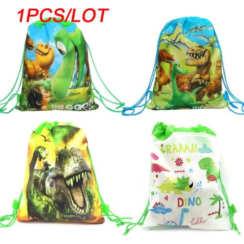 Party Bags For Kids Birthdays Non-Woven Drawstring Pouch Party Gift Bag Cartoon Dinosaur Theme Kids School Backpack Shopping Bag