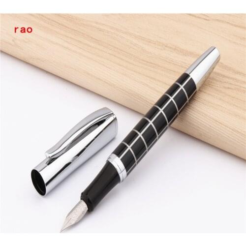 High quality you 819 Silver squares Line Black Business office Medium nib fountain pen New