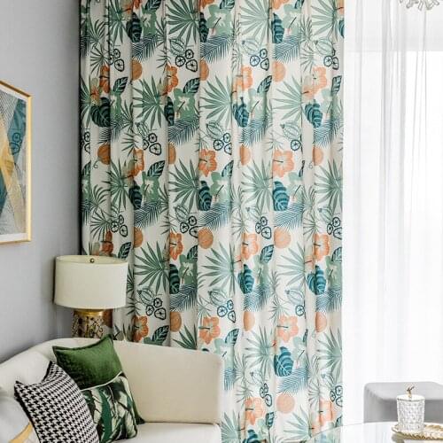 Green Printed Curtains for Bedroom Living Room Window Treatment Leaves Curtain Drapes Home Decor Customize