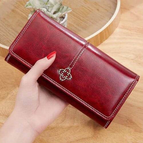 Ladies Long Wallet Two Folding Soft Wallet Womens Multi-card Coin Purse Clutch Card Holder For Women