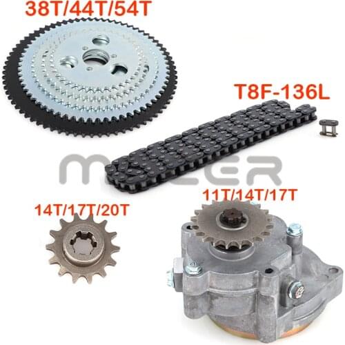 1 set T8F Clutch Drum Gear Box Sprocket with chain for 33cc-49cc Ty Rod II Go Kart Mini Moto Dirt Bike Scooter Xtreme ATV buggy