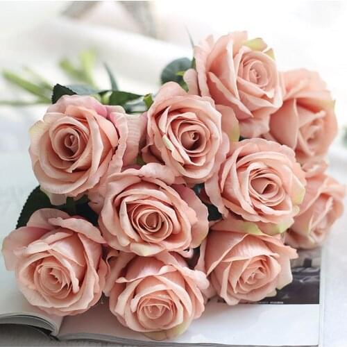 10pcs/Lot Rose Bouquet Artificial Flowers Silk Peony High Quality Big Bouquets For Bride Wedding Home Decoration Table Decor