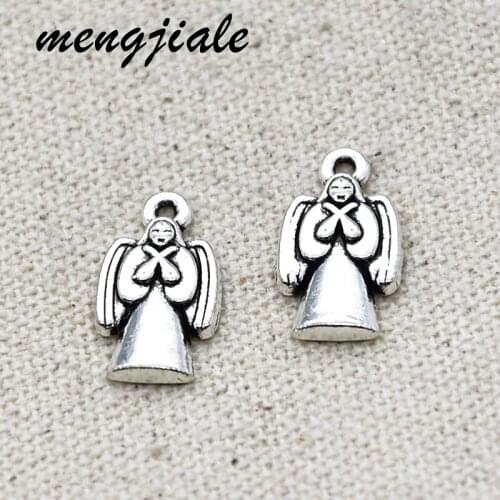 15pcs Vintage Metal Alloy Antique Silver Angel Charms Pendant For Jewelry Making DIY Handmade Craft