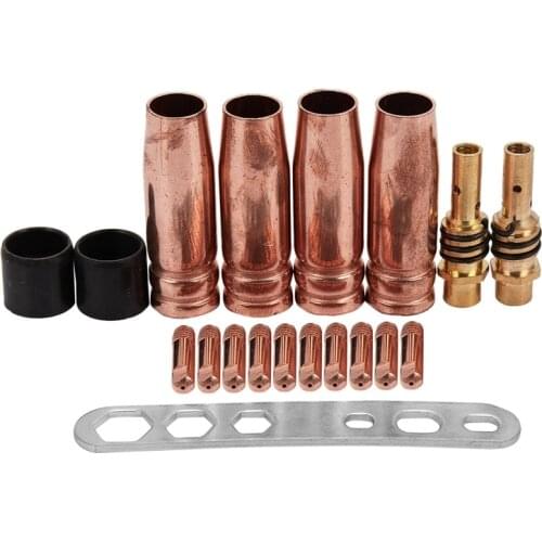 19Pcs Welding Torch Nozzle Part Kit Conical Nozzle Sleeve Rod Tool Set for Binzel 15Ak Welder Accessories