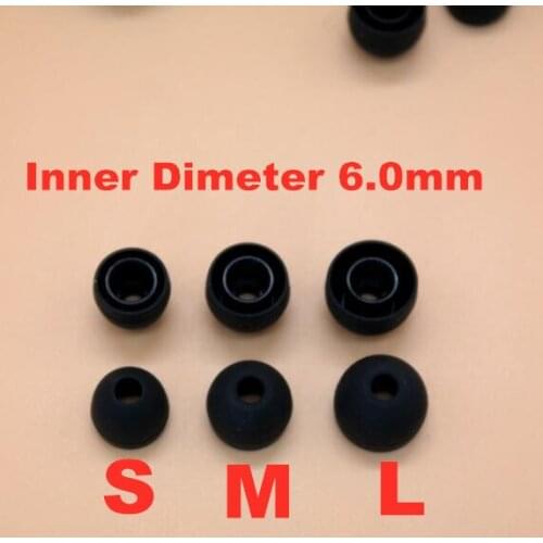 200pcs/100 Pairs S M L 6.0mm Ear pads cushion for headphone soft Silicone In-Ear Earphone Covers Earbud Tips Ear buds Earplugs