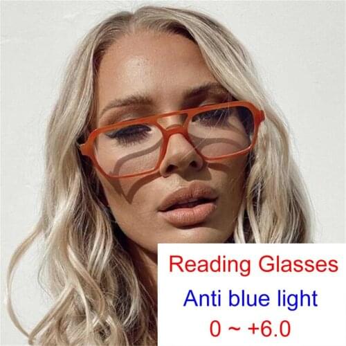 2021 Popular Black Orange Reading Glasses Women Fashion Square Fake Nerd Eyewear Blue Light Bloacking Computer Gaming Eyeglasses