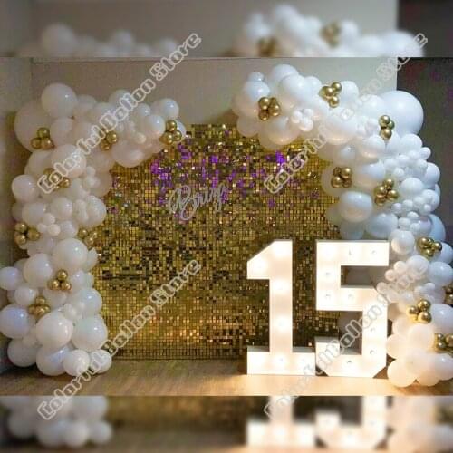 223pcs White Wedding Birthday Anniversary Party Background Hoilday Event Gold Balloon Arch Garland Graduation Table Decoration