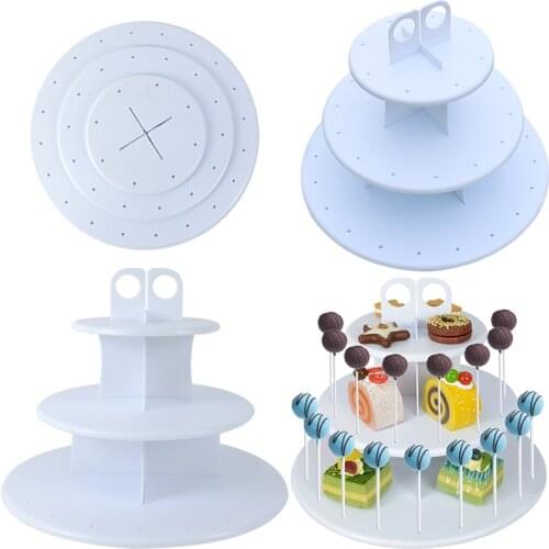 3 Layers Lollipop Cake Stands Wedding Party Round Cupcake Holder Table Donut Display Stand Holder Birthday Baby Shower Supplies