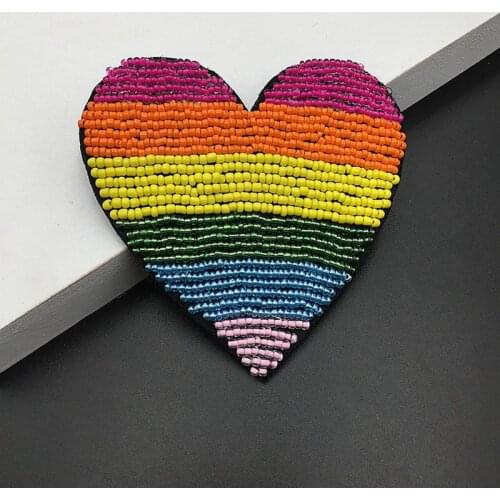 3D Handmade Rhinestone Beaded Patches Colorful Sew on Crystal Patch Beading Applique Cute Heart Love Rainbow Smiling Face Decor