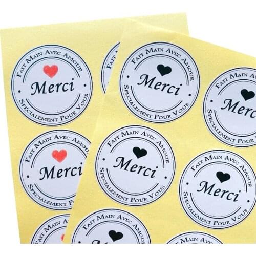 500pcs Kraft Paper Transparent Spanish Thank You MERCI Sticker Seal Label Roll Packaging Decoration Handmade Wholesale New