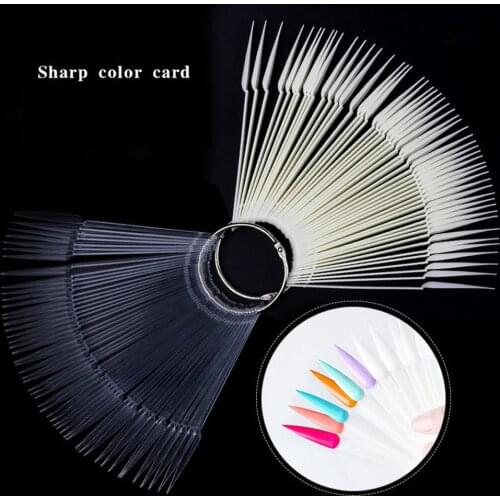 Hot sale 50 Pcs Clear False Nails Tips Fan Natural French Style Acrylic UV Gel Fan Shaped Nail Art display shelf Polish Card