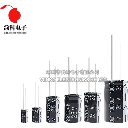 25V Aluminum Electrolytic Capacitor 10UF 22UF 33UF 47UF 100UF 220UF 470UF 680UF 1000UF 2200UF 3300UF 4700UF 6800UF 22000UF