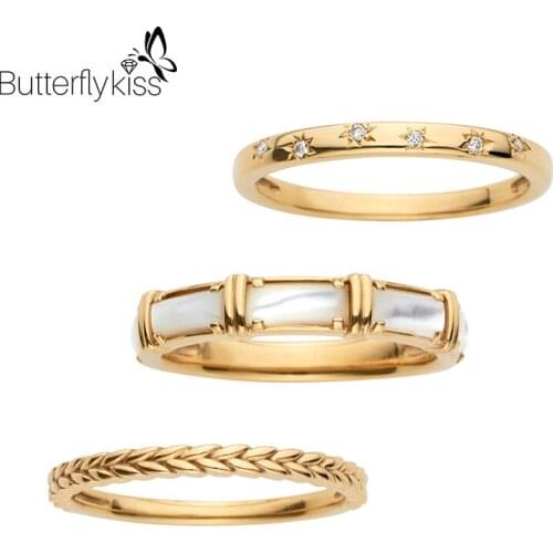 BK 3pcs 925 Genuine Silver Rings For Women Girl New Trend Zircon Unique Design Unusual Rings Jewelry Wedding Anniversary Gifts