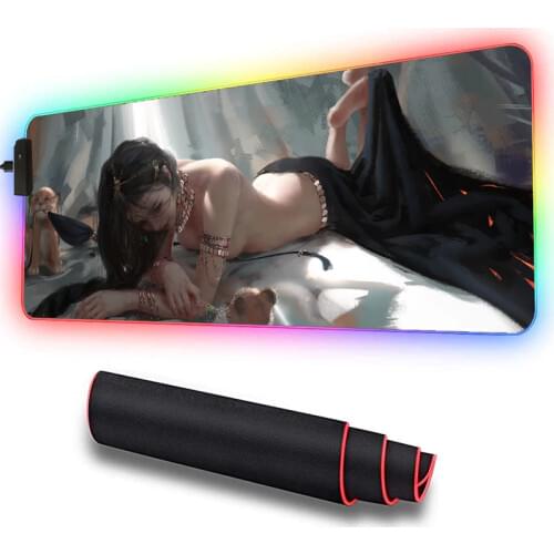 Anime Princess Large LED RGB Gaming Illumination Mouse Pad 2M Elbow USB Data Cable Mousepad Gamer Computer Keyboard Pad Mat