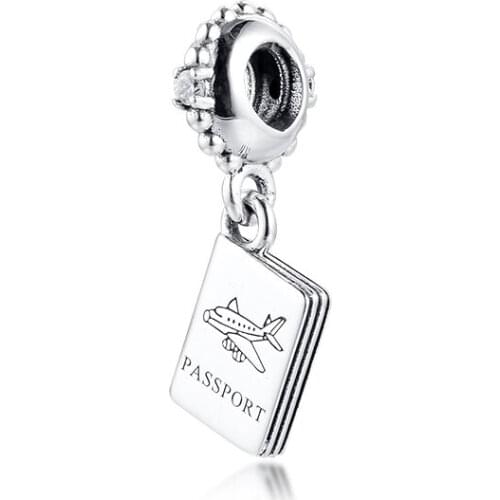 Passport Charm Fit Pandora Bracelet 925 Sterling Silver Beads for Jewelry Making DIY Gift For Women Men 02W255