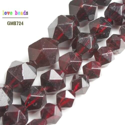 Natural Stone Beads Faceted Red Garnet Round Loose Beads For Jewelry Making Bracelet 6/8/10mm 15inches