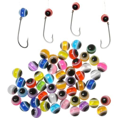 50pcs/lot Fish Eye Fishing Beads 6mm 8mm Mixed Color Carolina Rigs Taxes Rigs Fishing Beads DIY Kit Bass Fishing Tackle
