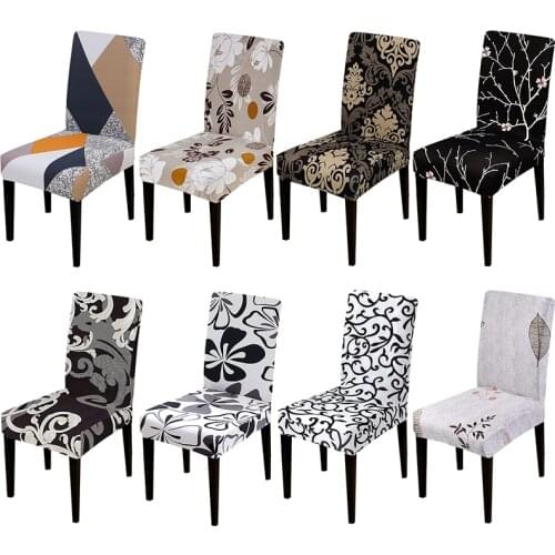 Printed Chair Cover Elastic Seat Chair Covers Removable And Washable Stretch Banquet Hotel Dining Room Arm Office Chair Cover