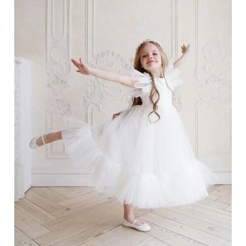 Flower Girl Dresses For Wedding Kids Baby Girl Birthday Dress Angel Princess Tulle Christmas New Year Baptism Baby Girl Dress