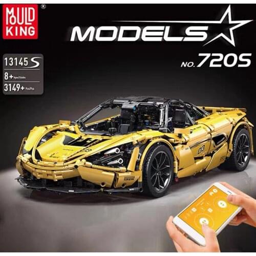 Kids Educational DIY Toys MOC High-Tech Super Speed Racing P1 Car Model Building Blocks Bricks with App Control for Child Gift