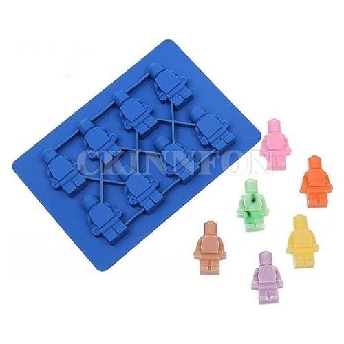 DHL 240pcs/lot Silicone Lego Robot Ice Cube Ice Tray Chocolate Mold Jelly Pudding Mold Candy Cake Mold Cake Baking Tools
