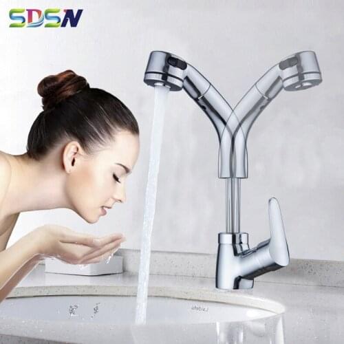 Chrome Pull Out Lifting Basin Faucets Deck Mounted Hot Cold Bathroom Mixer Tap Solid Brass Chrome Lifting Bathroom Mixer Faucets