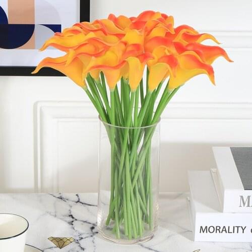 Calla Artificial Flowers 20Pcs cheap Clearance Latex White Flowers Wedding Home Decoration fall party decor cheap