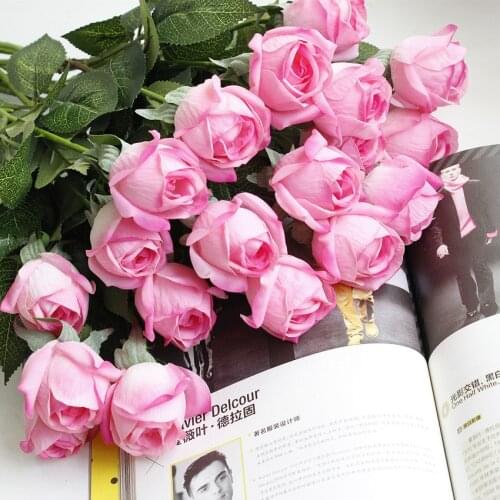 YO CHO Real Touch Flower Peony Artificial Mini Rose Bouquet White Flower For Fake Leaf Wedding Home Room Decoration Cheap Flower