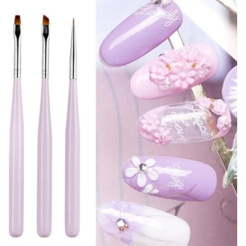 3pcs brushes, nail brushes, nail art set, painted silicone pens, fishtail brushes