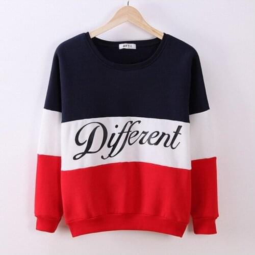 Fashion Women Sweatshirts Spring Autumn Print 'Different' Fleece Long Sleeves O-Neck Casual Pullovers Daily Activities Hoodies