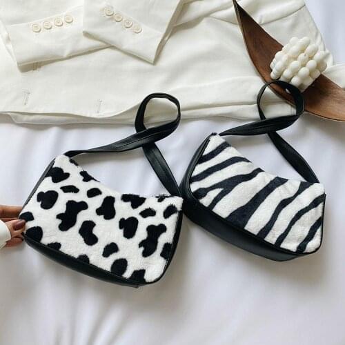 Youth Ladies Simple Versatile Bag Women Plush Shoulder Underarm Bag Autumn Fashion Portable Handbag Clutch Totes