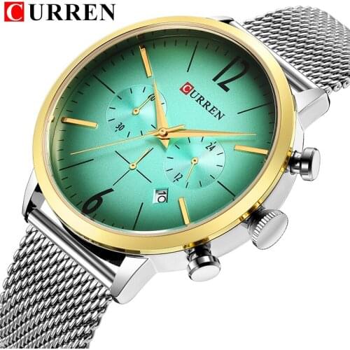 CURREN New Business Watch Men Mesh Strap Wristwatch Luminous Pointer Watches Relogio Masculino Fashion Brand Chronograph Watch