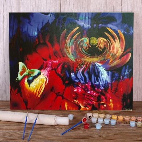 Abstract Butterfly And Flower Coloring By Numbers Painting Package Acrylic Paints 40*50 Canvas Pictures Home Handicraft