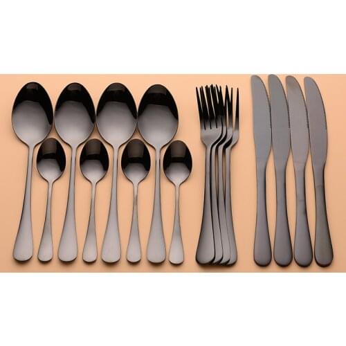 Lingeafey Black Tableware Fork Spoon Knife Set Black Cutlery Stainless Steel Forks Knives Spoon Cutlery Set Reusable Utensil Kit