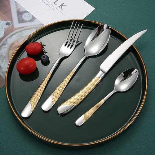 Dinnerware Sets Western Cutlery Set 304 Stainless Steel Steak Knife Fork Spoon Kitchen Tableware Flatware Dinner Set Dropship