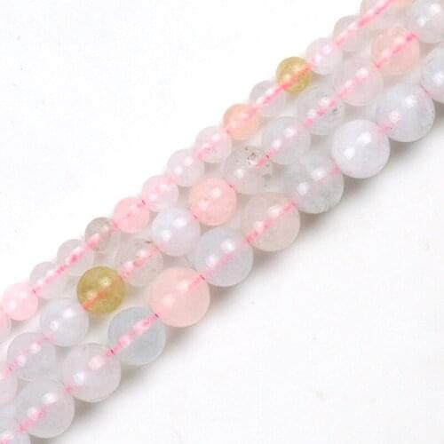 Natural Light Pink Opal Angel Jades Beads Round Loose Stone Beads For Jewelry Making DIY Bracelet Pick Size 4/6/8mm 15