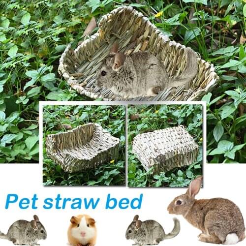 Grass Woven Bed with Natural Reed Hay Environmently Friendly Durable Small Suit for Small Pet for Hamster Gerbil Rabbit XHC88