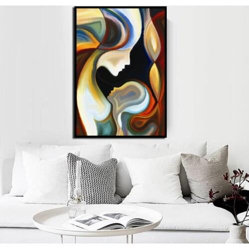 Poster HD Print Abstract Colorful Mother and Child Pattern Modern Nordic Wall Art Living Room Bedroom Home Decoration Picture