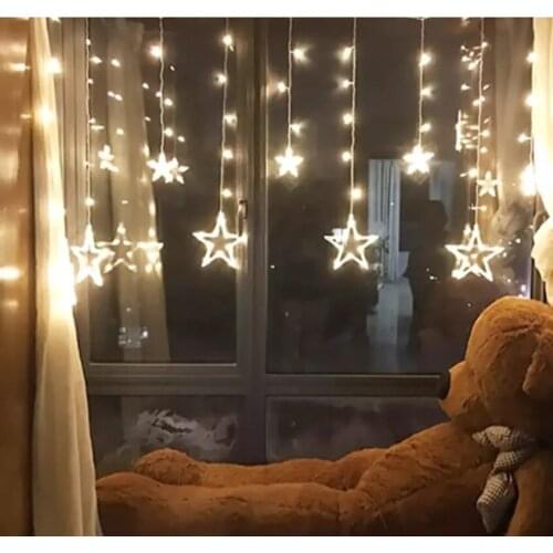 Ramadan Decorations Lights EU 220V Moon Star Lamp LED Fairy String Lights Garland for Wedding Room home decor DIY Holiday Light