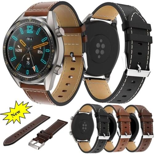 22mm Watchband For Huami Amazfit 2/2S Watch Wrist Leather band for Huawei Watch GT Watchband For Samsung Galaxy Watch 46mm Strap