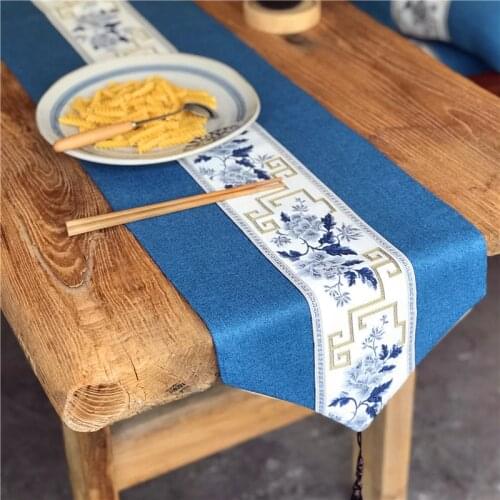 Chinese style table runner linen cloth tea mat Zen table mat New Chinese style table runner mat cloth cotton and linen simple