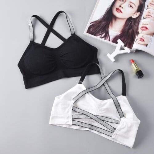 Sports Bra Top Women Bling Cross Back Straps Yoga Seamless Sport Bra Running Yoga Gym Girls Push Up Fitness Sportwears