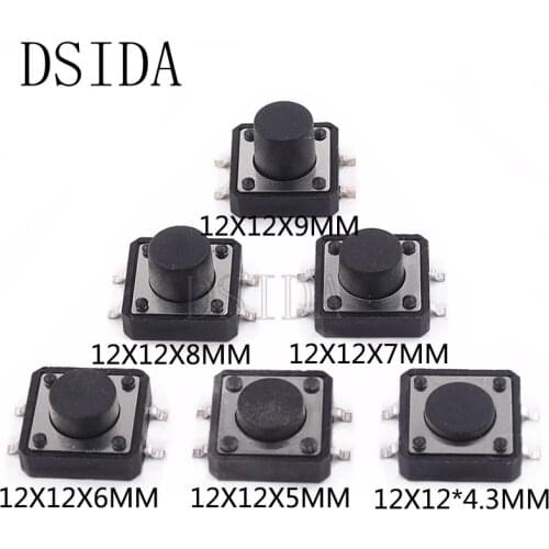 10PCS PCB Tactile Tact Mini Push Button Switch SMD 4pin Micro switch 12*12*4.3/5/6/7/8/9 MM 12x12*4.3MM/5MM/6MM/7MM/8MM/9MM