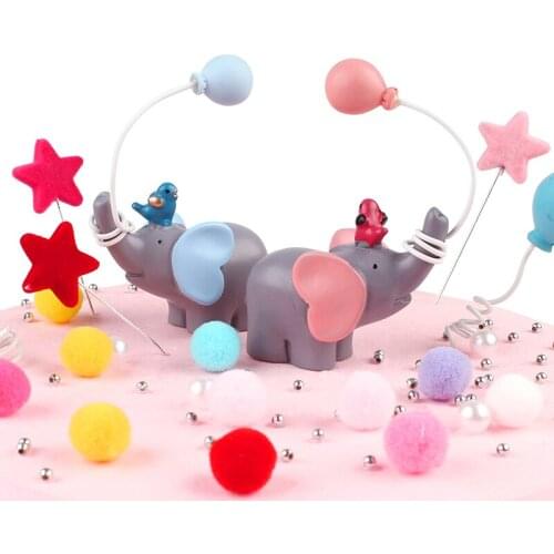 Cake Decorations Picks Ornament Gift Cupcake Toppers Baby Shower Accessories Resin Cute Elephant Shape Dessert Table Decor