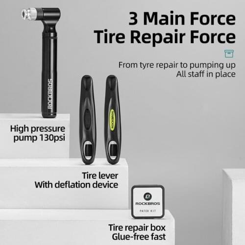 ROCKBROS Bicycle Tools Aluminum Alloy Cycling Pump Tire Tool Multitool Set Multi Rubber Tire Lever Repair Tool Bike Accessories