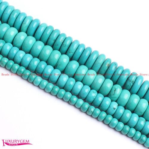 High Quality 2x4mm 4x5mm 5x8mm 6x10mm 4x12mm Smooth Blue Natural Turquoises DIY Gems Beads Strand 15" Jewelry Making wj438